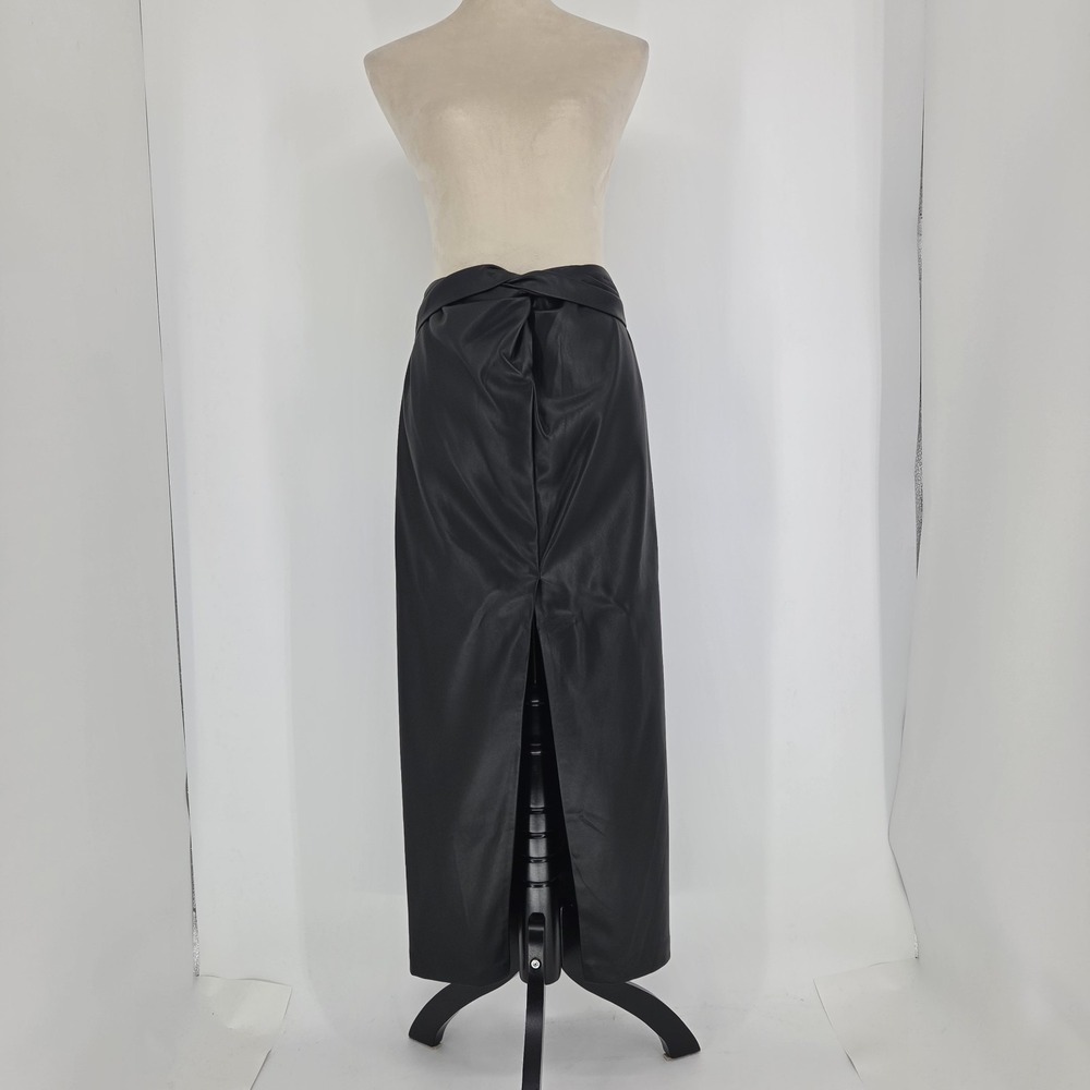 Mango Knotted Faux Leather Maxi Skirt Small Minimalist Winter Whimsigoth Black